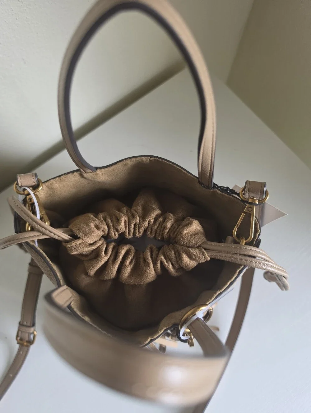 Steve Madden Latte Fringe Bucket Bag Crossbody NWT